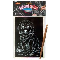 Škrabací obrázek holografický 20x15 cm pes
