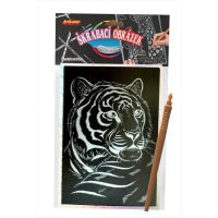 Škrabací obrázek holografický 20x15 cm tygr