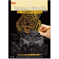 Škrabací obrázek zlatý 20 x 25 cm Tygr 2