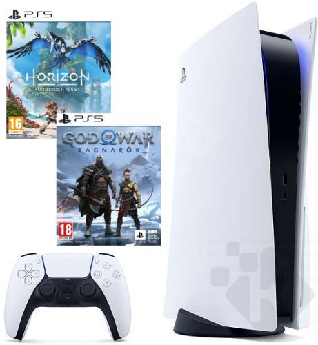 Sony Playstation 5 825GB White + God of War Ragnarok + Horizon: Forbidden West (PS719449493)