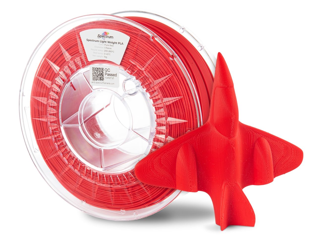 Spectrum Light Weight PLA 1.75mm, Pure Red, 81005, 1kg