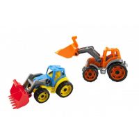 Traktor/nakladač/bagr se lžící plast na volný chod 2 barvy 17x37x17cm 12m+