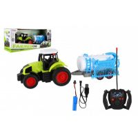 Traktor RC s cisternou plast 38cm 27MHz + dobíjecí pack na baterie v krabici 52x17x12cm