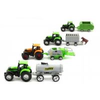 Traktor s přívěsem plast 16cm asst 6 druhů