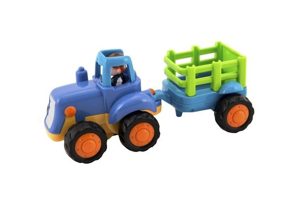 Traktor s vlekem/Buldozer plast 16cm pro nejmenší na setrvačník 18m+