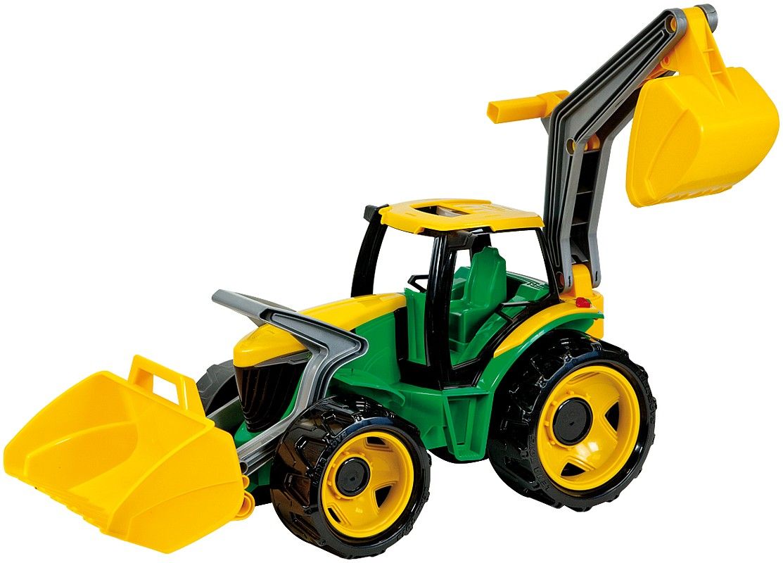 Traktor se lžící a bagrem plast zeleno-žlutý 65cm od 3 let