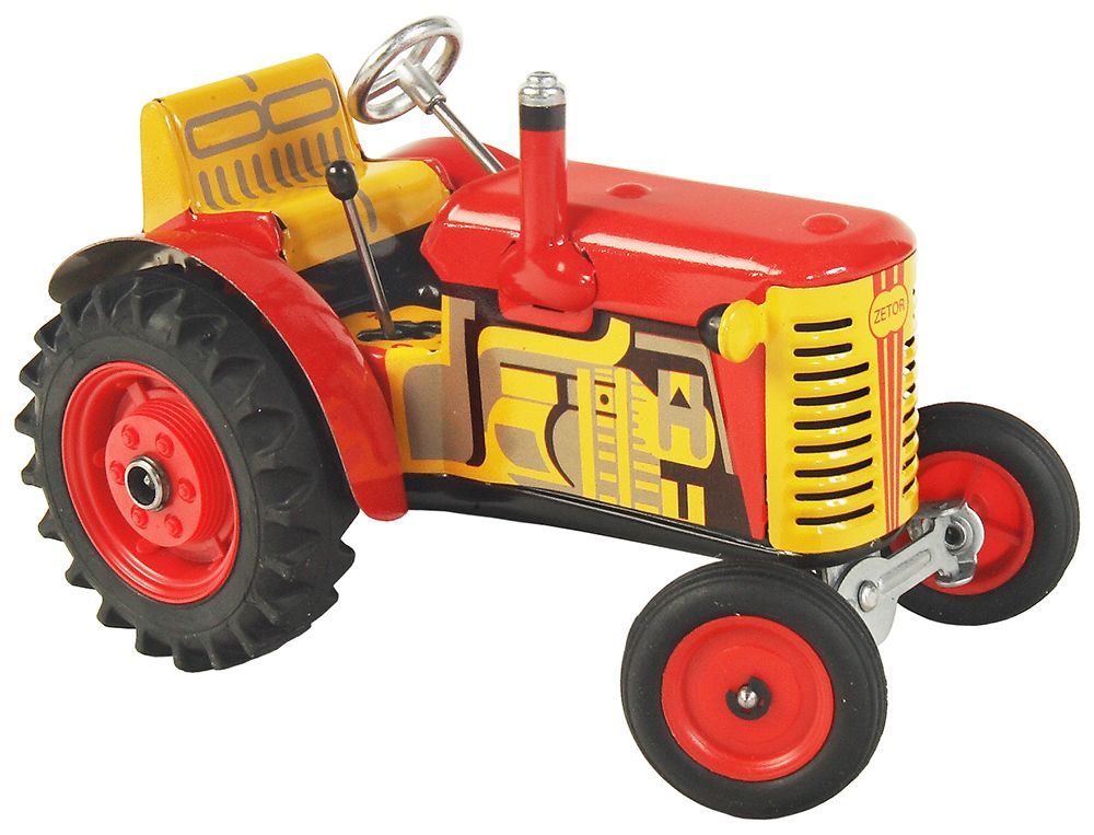 Traktor Zetor červený na klíček kov 14cm 1:25 Kovap