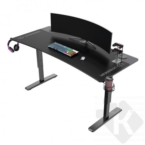 ULTRADESK Herní stůl Ultradesk CRUISER BLACK, 160x70 cm, 66-82 cm, výškově nastavitelný (UDESK-CR-BK)