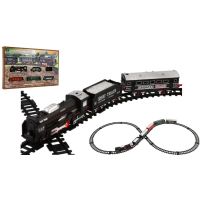 Train / Locomotive + 4 cars with tracks 19pcs plastic with battery and light