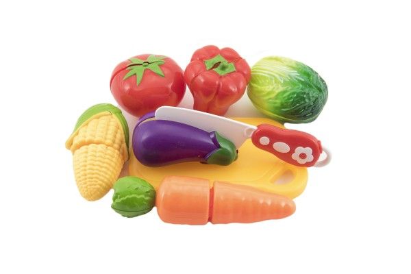 Zelenina krájecí plast s prkénkem 13,5x8cm s nožem v sáčku 18x26x5cm